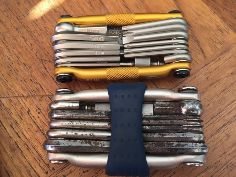 bike multi-tool - the m19 next to a 10 year old m17. other than a touch of corrosion...