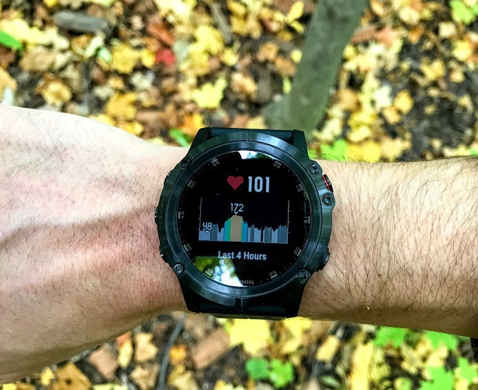 garmin fenix 5x plus sapphire - the heart rate monitor output shows the previous 4 hours of tracking...