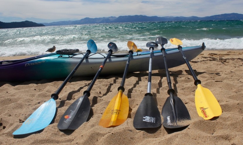 kayak paddle - aluminum, fiberglass or  carbon fiber are the typical materials used...