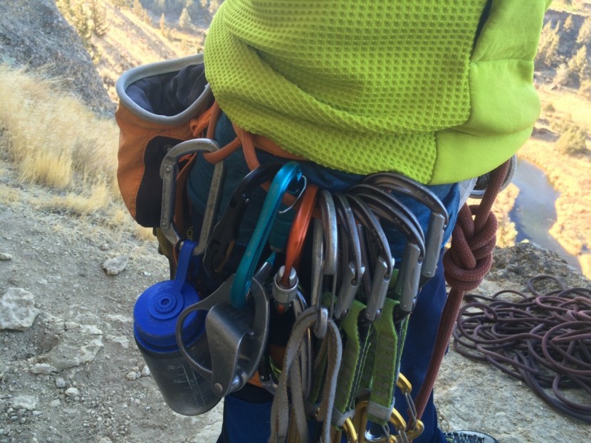 locking carabiner - on a crowded harness, carrying three different styles of hms lockers...