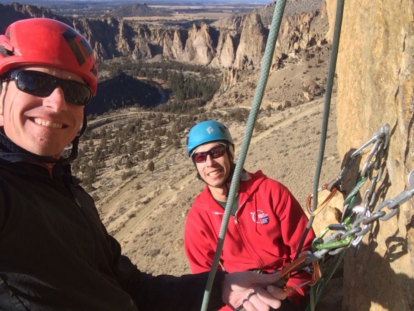 locking carabiner - a confused and clustered belay can be made a lot safer with a couple...