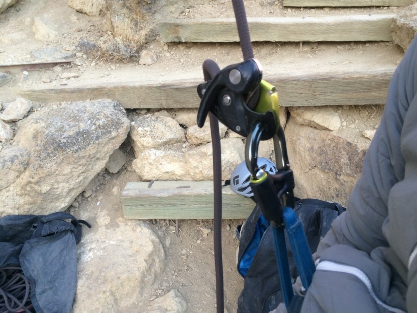 dmm belay master 2 - with the gate securely closed and pinned in place by the black...