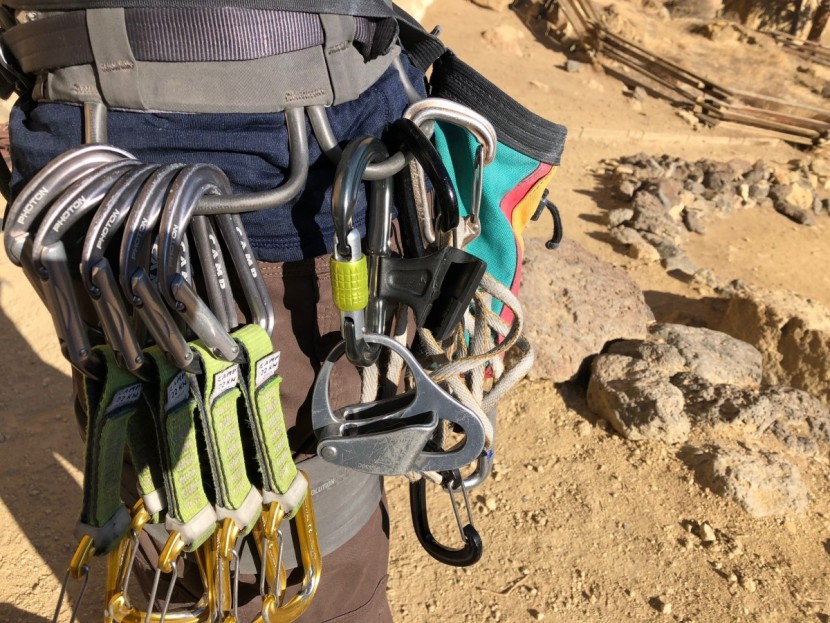 dmm belay master 2 - look closely. you can see the black plastic clip hanging loose off...