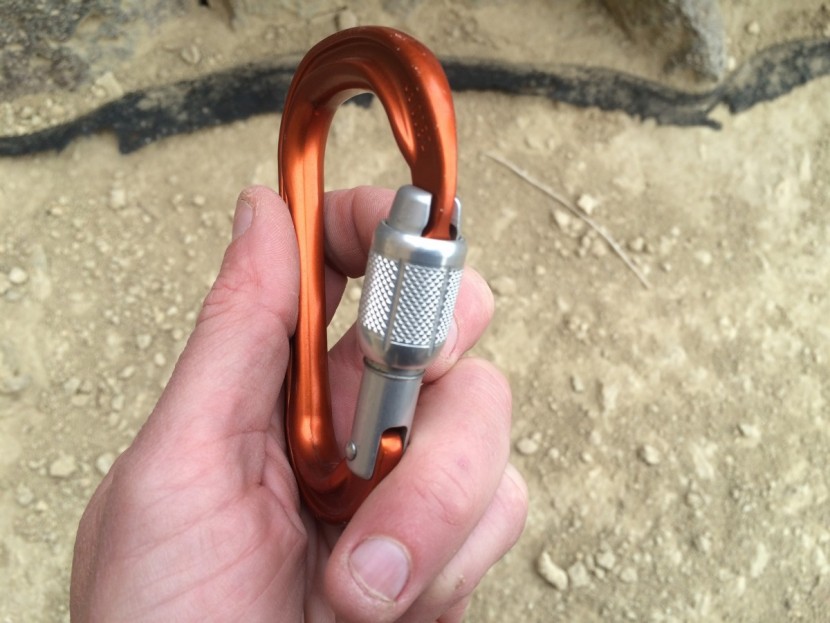 petzl attache - shown here in the locked position, you will notice that the red...