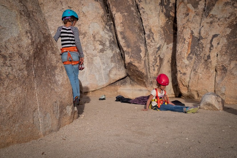 climbing harness kids - relaxing in the sun between climbs.