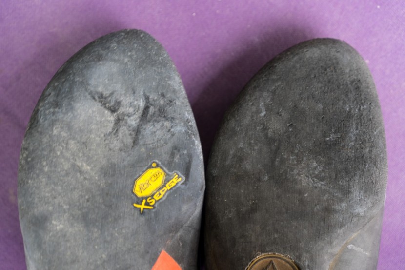 la sportiva otaki - the otaki (left) is slightly more downturned and slightly narrower...