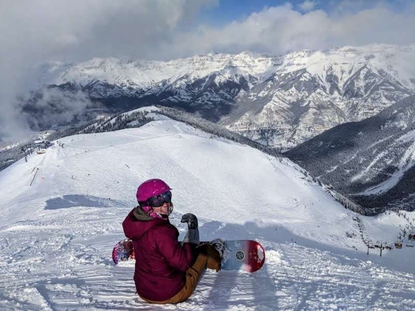 patagonia micro puff storm for women - enjoying the views from the top of telluride resort...while the...