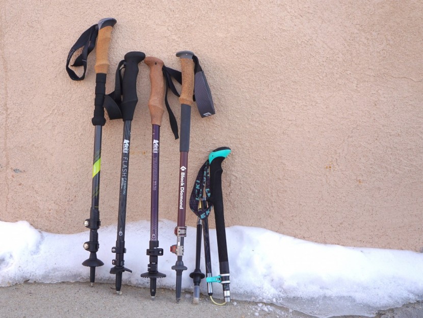 cascade mountain tech carbon fiber quick lock - here are five of the poles we&#039;ve tested, collapsed to give a length...