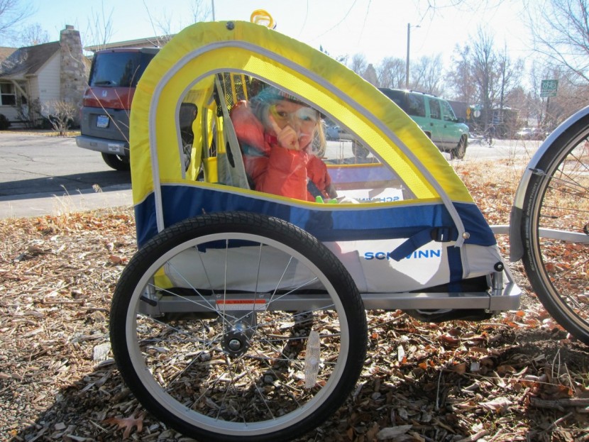 schwinn echo - our kid tester, stoked to go for a ride in the schwinn echo.