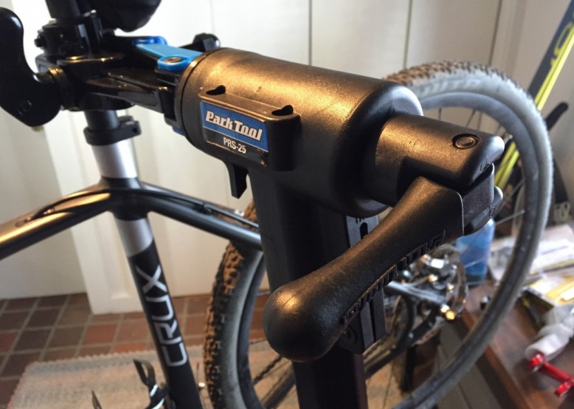 park tool team issue - the angle adjustment is solid and secure and can be tightened down...