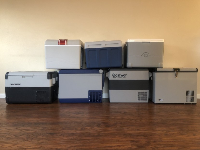 arb fridge freezer 50 - comparing seven of the powered coolers from our test. the bottom row...