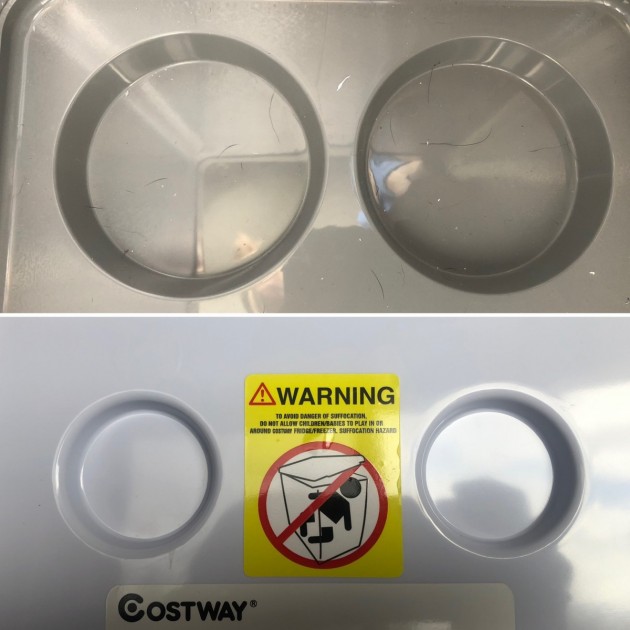 costway 54 - indents in the floor (top) and lid (bottom) of the costway leave...