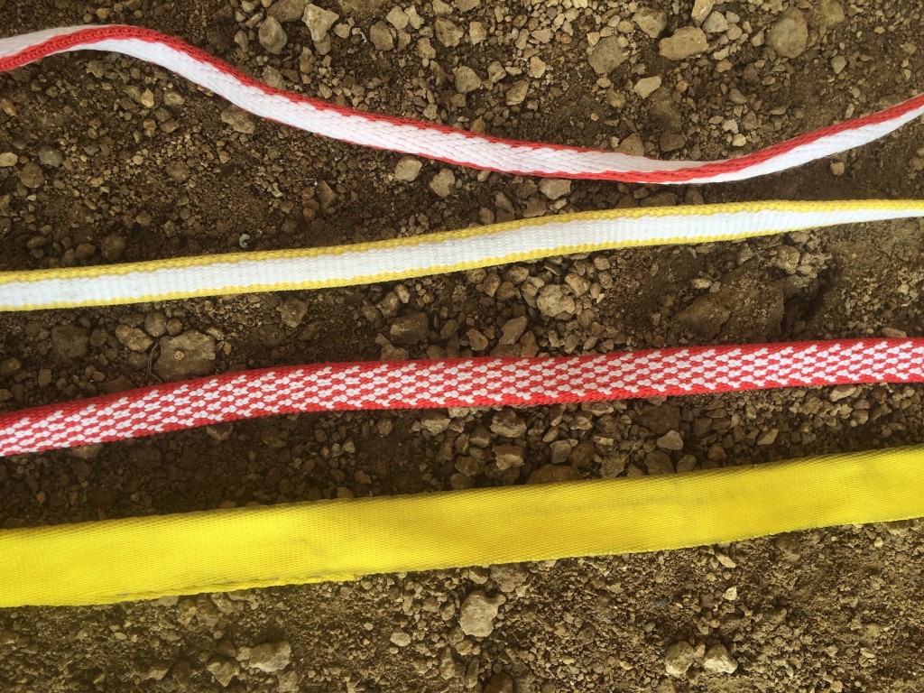 climbing slings - showing four different widths of slings for comparison. on top is...