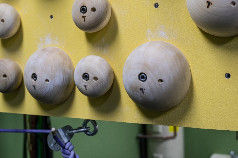climbing chalk - these wooden slopers were the main holds we used to evaluate...