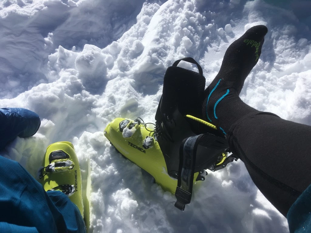 tecnica zero g tour pro backcountry ski boots review - steamy boots coming off the feet of our lead test editor ifmga...