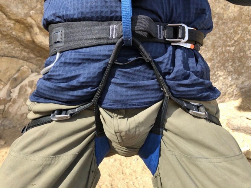 climbing harness - with a wide range of adjustability in both the waist belt and leg...