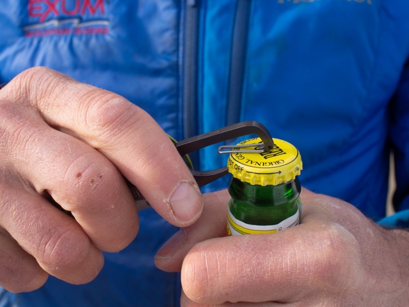 gerber crucial - the carabiner clip of the gerber crucial also functions as bottle...