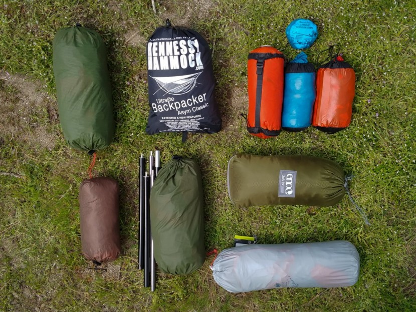 a side-by-side comparison of the packed size of hammocks in our...