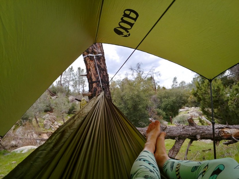 hammock - if those clouds move in for rain, a large tarp can keep you well...