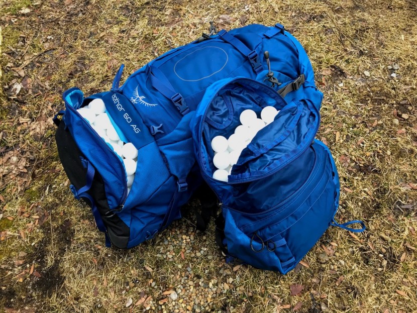 backpacks backpacking - using ping pong balls to measure the volume of its pack and day pack...