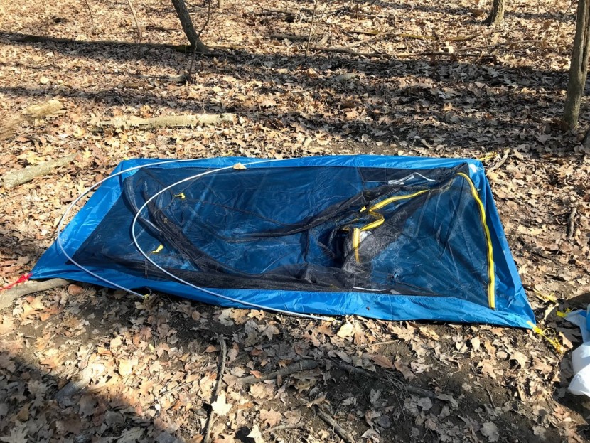 sierra designs clip flashlight 2 - this tent comes with two poles that provide rigidity. here they are...