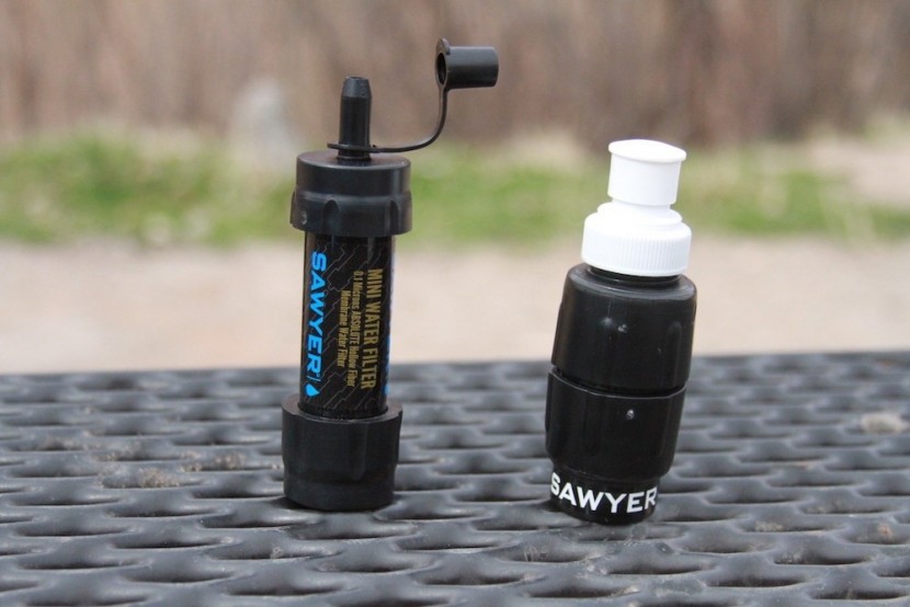 sawyer micro squeeze - on the right we see the sawyer squeeze filtration system to provides...