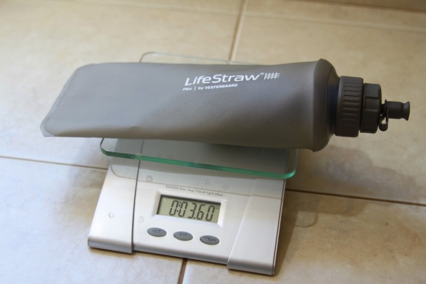 lifestraw flex - a look at the overall weight with bottle and filter.