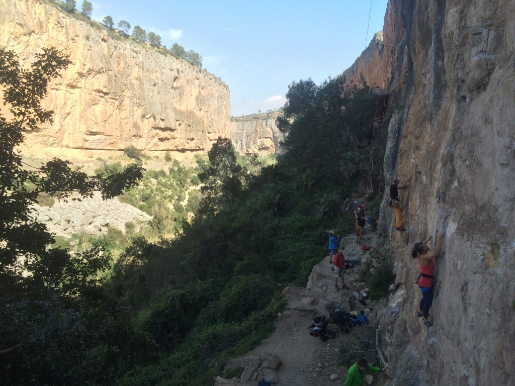 trango vergo - climbing in chulilla, spain, while testing belay devices such as the...