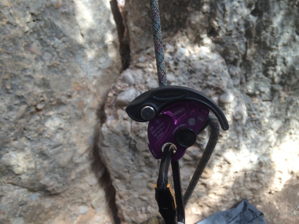 trango vergo - when the climber falls, the vergo locks up like this, with the rope...