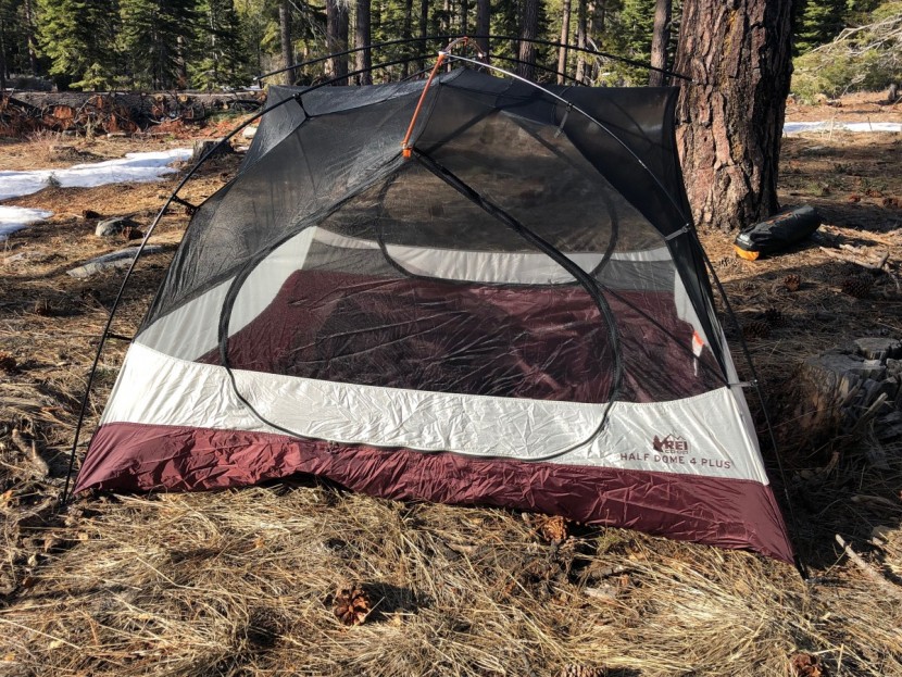 rei co-op half dome 4 plus - with mesh comprising the upper 60-70% of the tent, ventilation is...