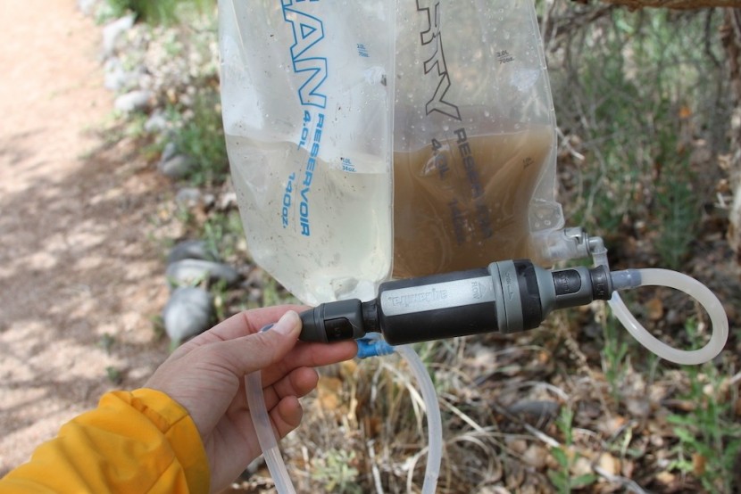 aquamira frontier max - a look at the filtration result and the in-line compatibility.