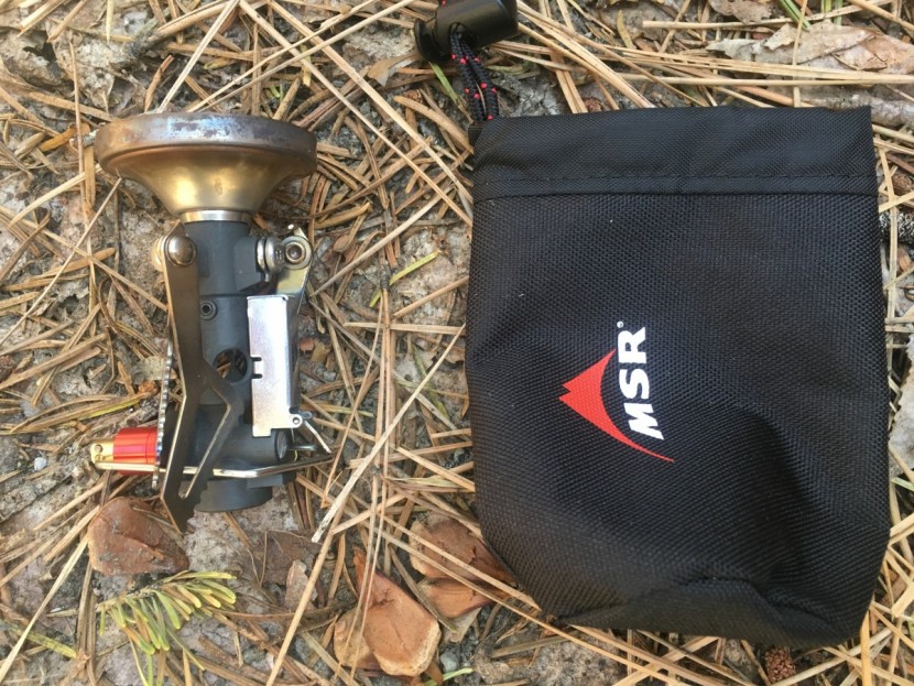 msr pocketrocket deluxe - the stove and it&#039;s burly stuff sack.