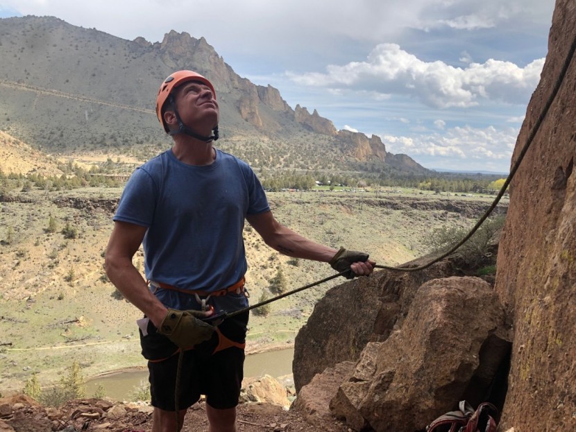climbing helmet - testing the ever-popular bd half dome, while belaying in smith rock...