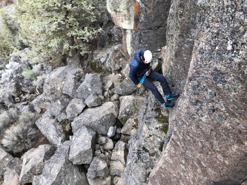 mammut wall rider mips - rappelling back to the base of a climb while wearing the wall rider...