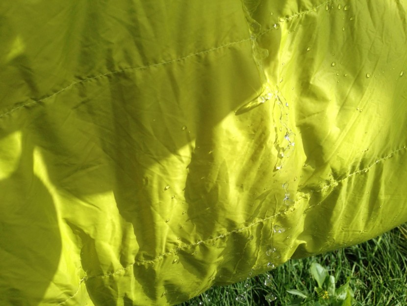 exped hyperquilt 36 - the 20d fabric with dwr did all right repelling water, but not as...