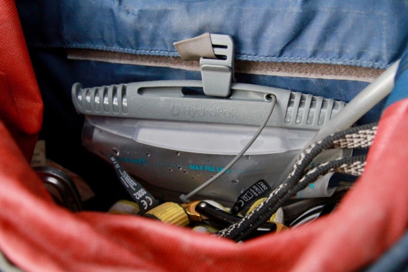 hydrapak shape-shift reservoir - tucked away into a gear-laden backpack, it holds up nicely.