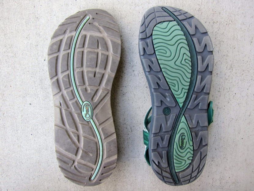 chaco z/volv x2 for women - comparing the outsoles of the chaco z/cloud 2 (left) and the z/volv...