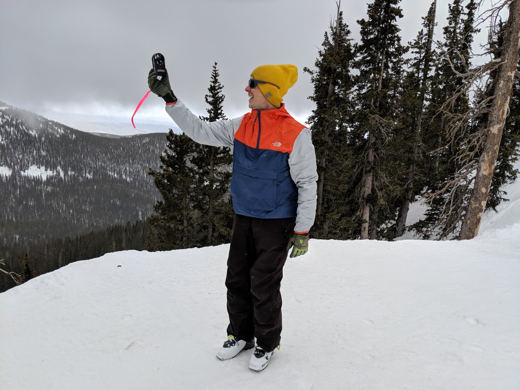 wind breaker jacket - here, we break out a wind meter to see really how hard it was...