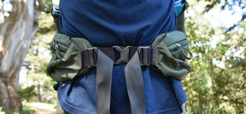 osprey volt 60 - the waist belt has reverse pull straps threaded through the buckle...