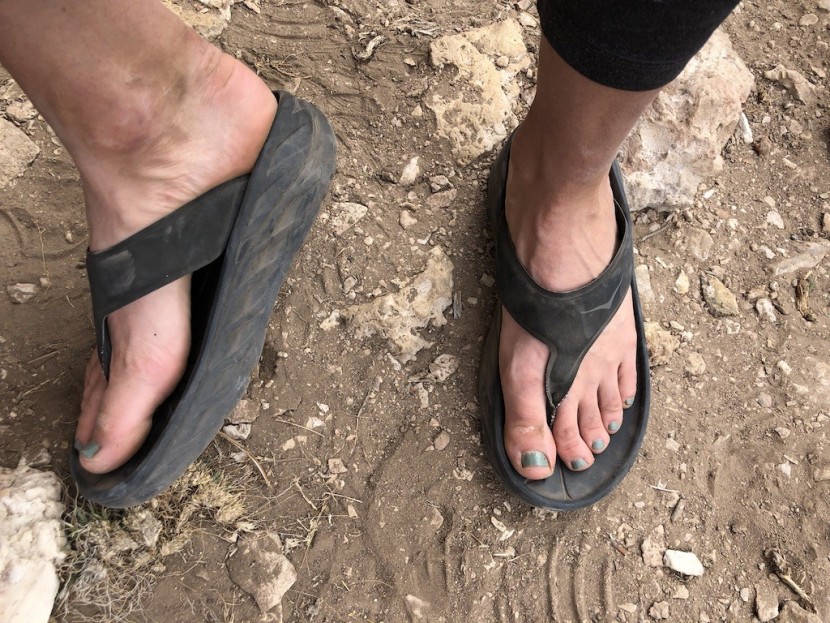 hoka ora recovery flip for women - the ora shows dirt pretty easily, but it cleans up fast and stays in...