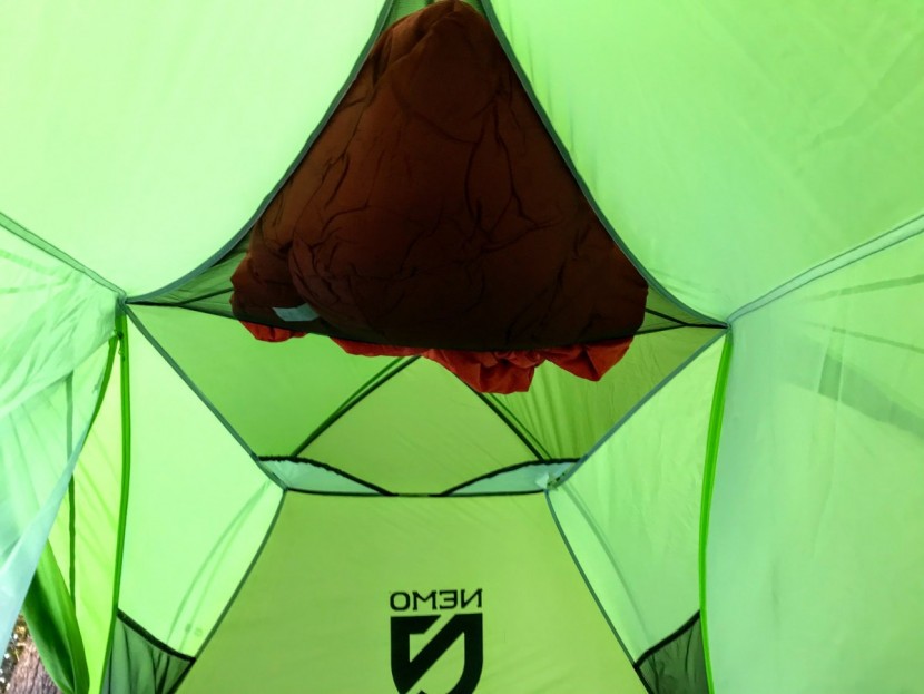 nemo dragonfly 2 - we stuffed a sleeping bag into the overhead pocket just to...