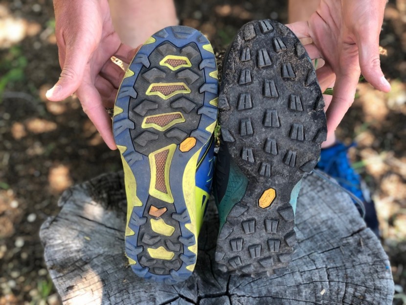 scarpa spin ultra - the traction pattern of the spin on the left, and the spin ultra on...