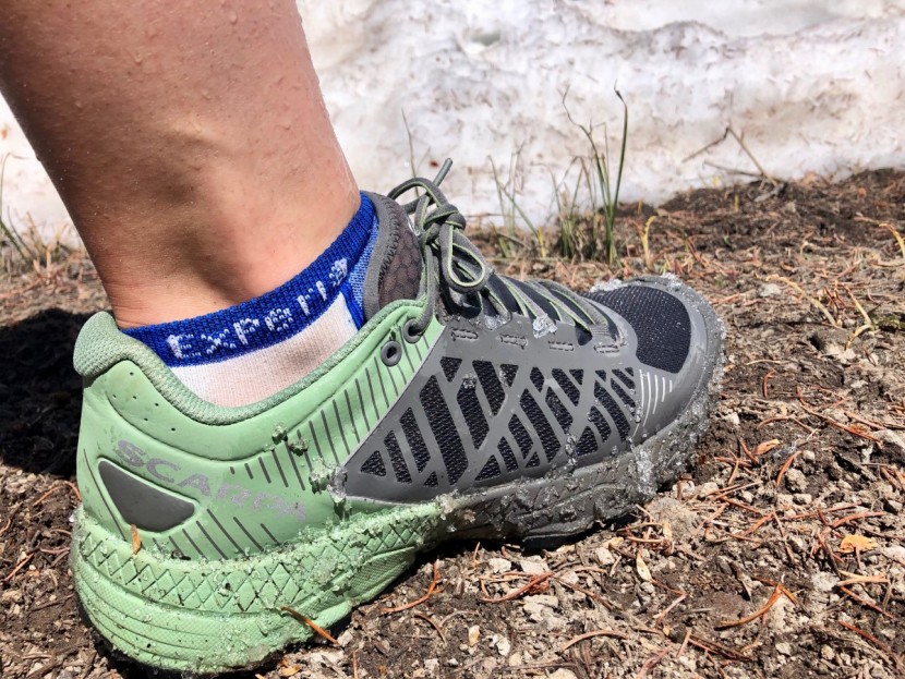 thorlos experia xccu - while the thinner areas get a little wet after tromping in the snow...