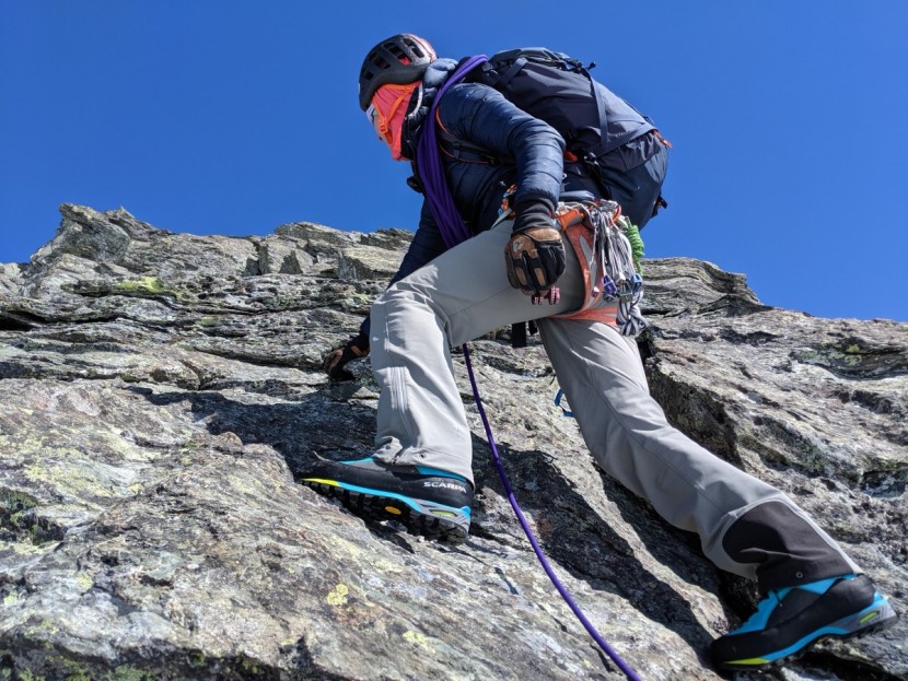 osprey mutant 52l - this pack still climbed well enough for moderate fifth class rock...