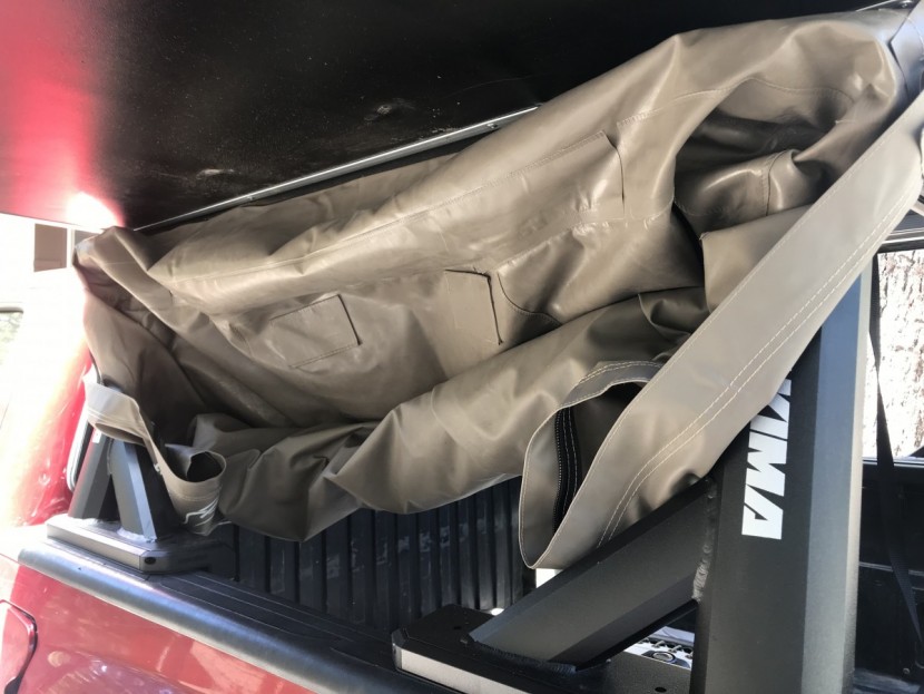 rooftop tent - without straps to keep the cover rolled up and out of your way it is...