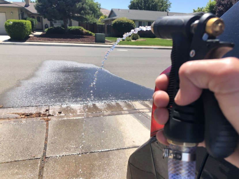 as the tank empties and pressure lessens, the stream becomes...