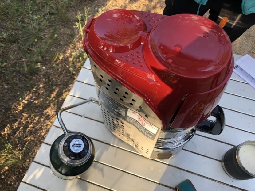 coleman quikpot propane - the large quikpot took up most of our modest camp table!