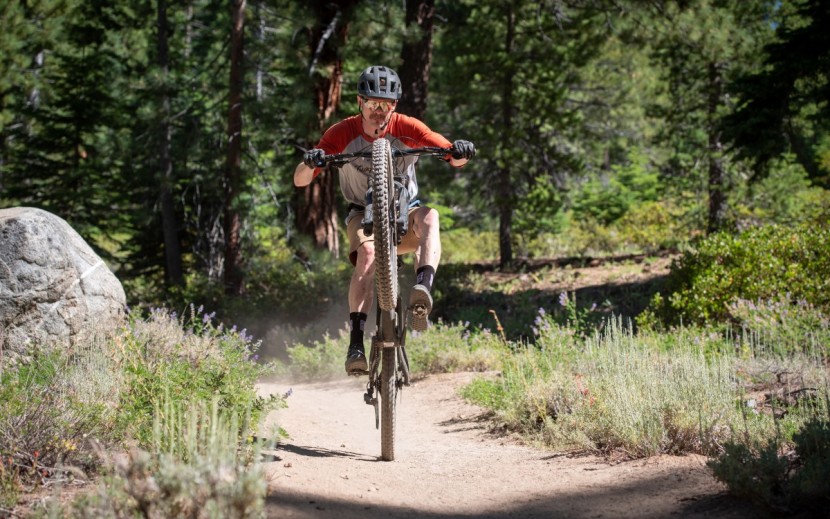 kona process 153 cr 27.5 - it&#039;s long and slack, but the short chainstays make the rear end feel...