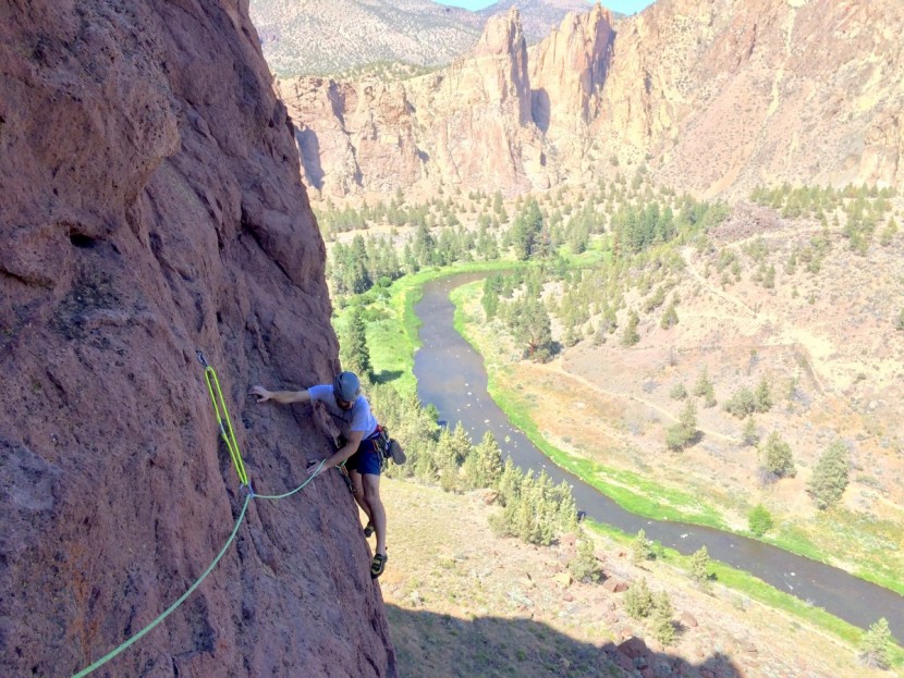climbing slings - evan follows traverse at the top of the the brilliant second pitch...