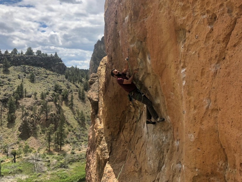 trango phase quickdraw - alon making a tough clip in the crux of blue light special at smith...